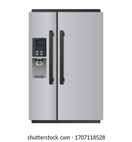 Fridge flat illustration. Front view of refrigerator. Vector. 