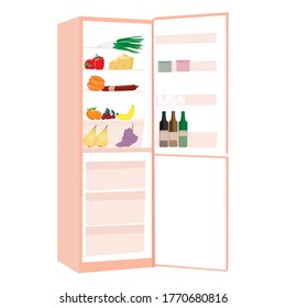 Fridge with food. Vector eps 10