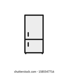 Fridge, freezer flat color line icon. Isolated on white background