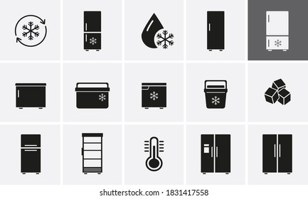 Fridge, freezer, Icon set. Vector Ice Cooler