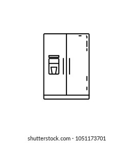 fridge freezer refrigerator condenser icon line black on white background from appliances . Vector isolated illustration