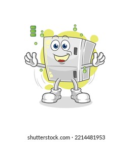the fridge full battery character. cartoon mascot vector