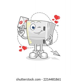 the fridge hold love letter illustration. character vector