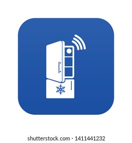 Fridge icon blue vector isolated on white background