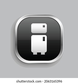 diseño de iconos de nevera. Estilo botón brillante rectángulo redondeado aislado en fondo gris. Ilustración del vector
