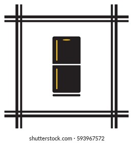 Fridge icon. Flat design.