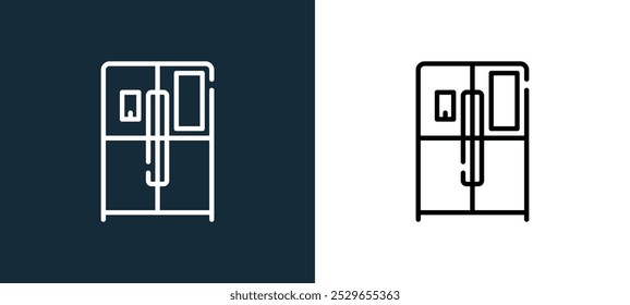 fridge icon isolated on white and black colors. fridge outline linear vector icon from kitchen collection for mobile apps, web and ui.