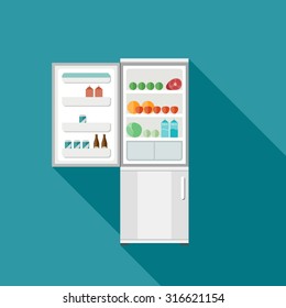 Fridge Icon With Open Door.