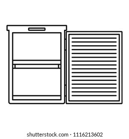 Fridge icon. Outline illustration of fridge vector icon for web design isolated on white background