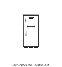 Fridge icon outline vector design element. Logotype refrigerator symbol linear style. Flat vector template isolated on white background.