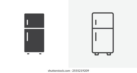 Fridge icon. outlined vector style.