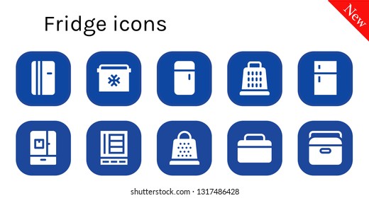 fridge icon set. 10 filled fridge icons.  Simple modern icons about  - Refrigerator, Fridge, Grater, Portable