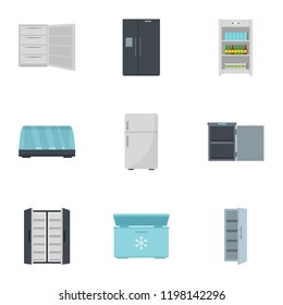 Fridge icon set. Flat set of 9 fridge vector icons for web design