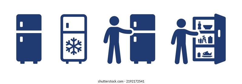 Fridge icon set. Single chamber refrigerator line icon vector illustration. svg
