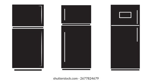 Conjunto de ícones de geladeira. Símbolo isolado no plano de fundo branco. ilustração de vetor.