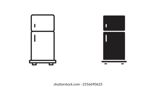 Fridge icon set in Thin line black color.