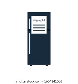 Fridge icon and shopping sheet. Vector illustration flat design.