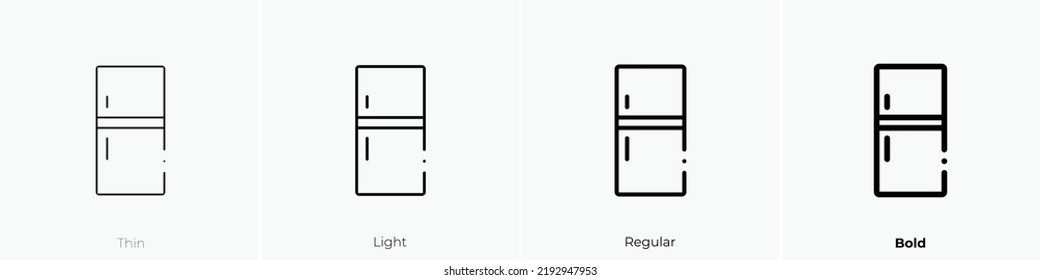 fridge icon. Thin, Light Regular And Bold style design isolated on white background