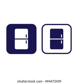 Fridge icon vector. Blue and white