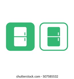 Fridge icon vector. Green and white