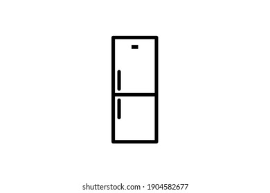 Icono de Fridge. Signo lineal vectorial, símbolo, logotipo de frigorífico para concepto móvil y diseño web. Icono para el sitio web de la tienda de electrodomésticos, gadgets y electrónica.