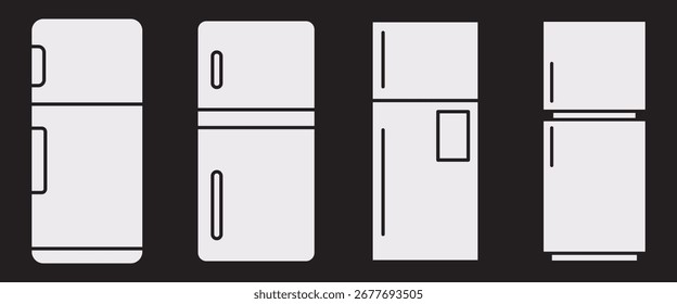 Fridge icon vector set. Refrigerator icon, vector logo. Silhouette of refrigerator, Fridge symbol and sign. Electronic equipment Vector illustration of fridge.