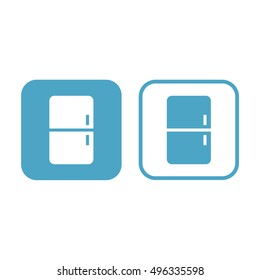 Fridge icon vector. White and blue