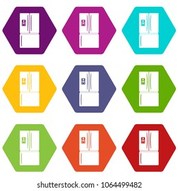 Fridge icons 9 set coloful isolated on white for web