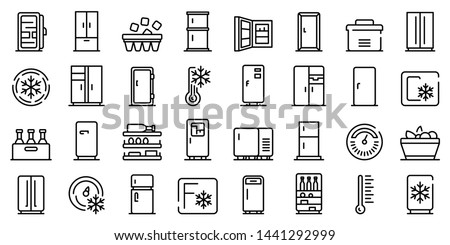 Fridge icons set. Outline set of fridge vector icons for web design isolated on white background