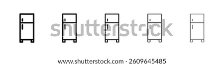 Fridge icons vectors set in different stroke lines