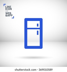 Fridge isolated minimal single flat linear icon for application and web. Kitchen appliances line vector icon for websites and mobile minimalistic flat design.