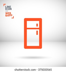 Fridge isolated minimal single flat linear icon for application and web. Kitchen appliances line vector icon for websites and mobile minimalistic flat design.