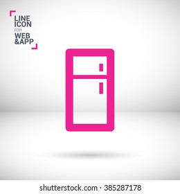 Fridge isolated minimal single flat linear icon for application and web. Kitchen appliances line vector icon for websites and mobile minimalistic flat design.