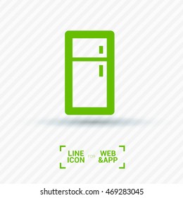 Fridge isolated minimal single flat linear icon for application and web. Kitchen appliances line vector icon for websites and mobile minimalistic flat design.