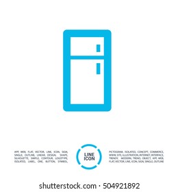 Fridge isolated minimal single flat linear icon for application and web. Kitchen appliances line vector icon for websites and mobile minimalistic flat design.