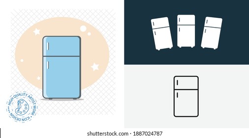icono vectorial aislado del refrigerador. Elemento de diseño de dispositivos