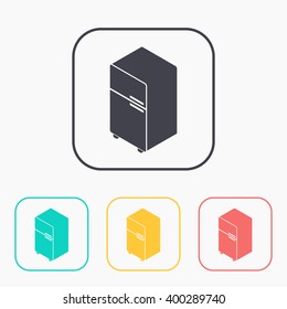 fridge isometric 3d color icon set 