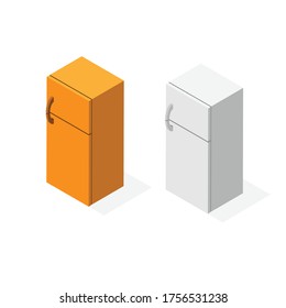 Vector de iluminación isométrica simple, cocina, congelador, eléctrico