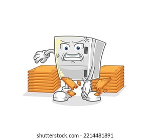 the fridge karate mascot. cartoon vector