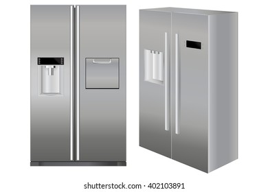 Fridge. Kitchen appliance. Vector illustration isolated on white background