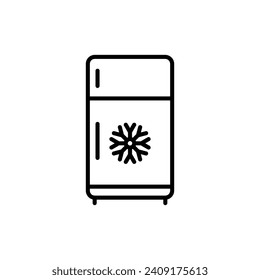 Fridge line icon. Cold storage icon in black and white color.