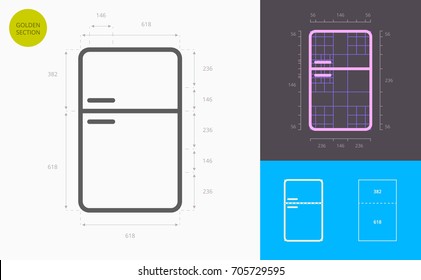 fridge line icon (golden section)