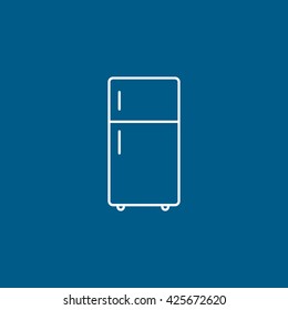 Fridge Line Icon On Blue Background