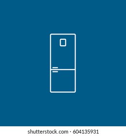 Fridge Line Icon On Blue Background
