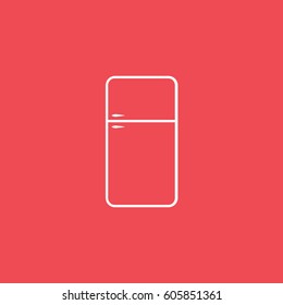 Fridge Line Icon On Red Background