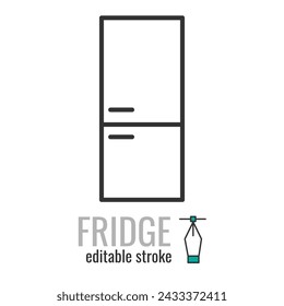 Fridge line icon.Refrigerator symbol.Technology, electronic and equipment pictogram.Freezer cold sign. Vector graphics illustration EPS 10. Editable stroke