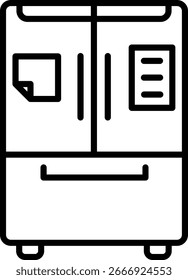 Diseño de icono de Vector de línea de nevera