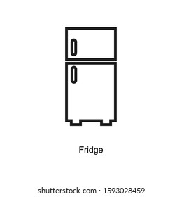 Fridge linear icon vector on white background. Black icon illustration