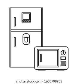 fridge and microwave oven appliances vector illustration design