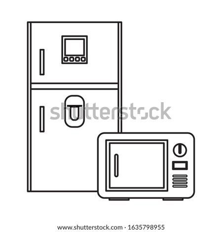 fridge and microwave oven appliances vector illustration design